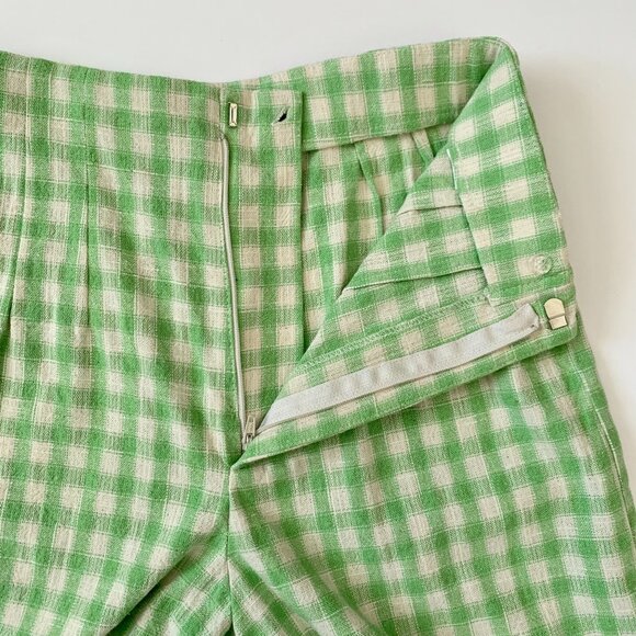 Zara Gingham Checkerboard Wide Leg Trouser Dress Pants Green White Dopamine Boho - Picture 14 of 16